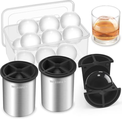 Heldere IJsbal Maker - 6,3 cm - Compact Ontwerp voor Whisky en Cocktails - 2 Stuks met Ijstong en Ijsdoos