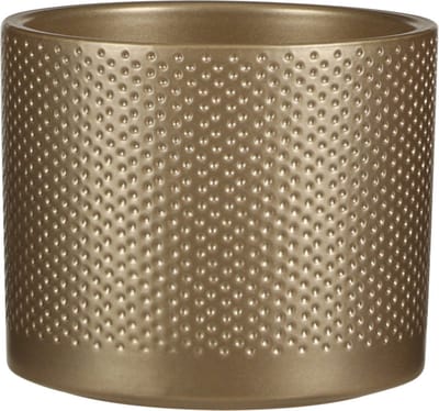 Mica Decorations Bloempot - goud - relief - keramiek - D15 x H13 cm - plantenpotten binnen