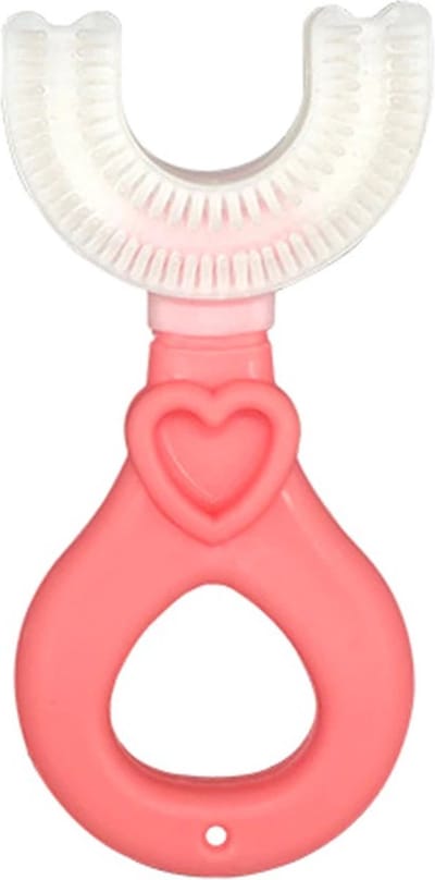 Tandenborstel voor kind en peuter - oplossing voor tandenpoetsen bij kinderen - ROZE MET HARTJE