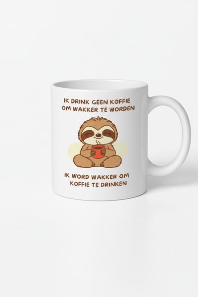 Sloth Koffiemok - Ik Word Wakker Om Koffie Te Drinken - 330ml Keramische Mok