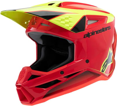 Alpinestars S-M3 Youth Fray Rood Geel Fluo Zwart Offroad Helm - Helm