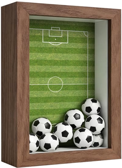 Dailygoods- Schaduwdoos 3D - Houten Fotolijst 17x12 cm - Displaybox Voetbalveld - Doe-het-zelf Decoratie - Transparante Voorkant van Glas/Acryl - Inclusief Hardware