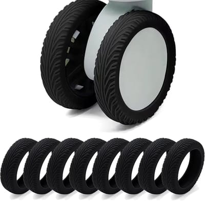 Siliconen Kofferwiel Beschermers - Wiel Beschermer - 8 stuks - Antislip - Stil - Koffer - Voor wielen ø43-55 mm - Beschermhoes - Kofferhoes - Wiel Beschermer - Reisaccessoires - Zwart