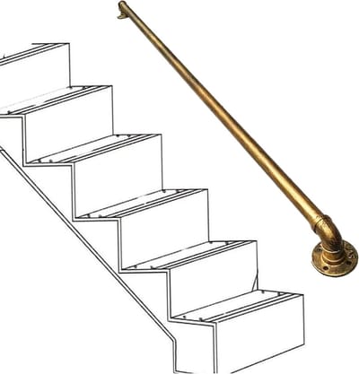 Trapleuning Smeedijzer - Steun voor trap - Veiligheid bieden - Vintage gouden afwerking - 1 meter - Goudkoper