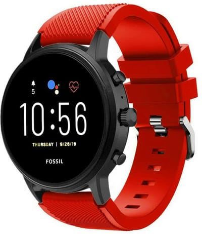 Strap-it Siliconen swartwatch bandje - geschikt voor Fossil Gen 5 / Fossil Gen 5e 44mm / Fossil Gen 6 44mm - rood