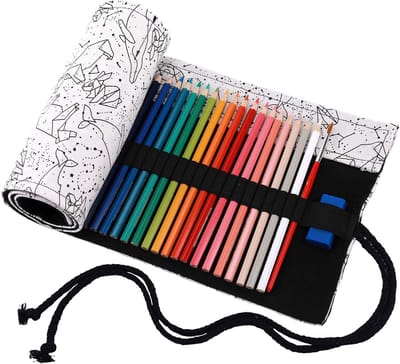 Opvouwbare Pennenrol Tassen Organizer voor 72 Kleurpotloden - Wasbare Canvas Etui