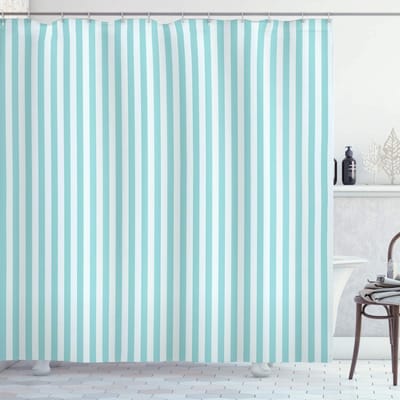 ABAKUHAUS douchegordijn – gestreept – 175×240 cm – zeegroen en lichtblauw