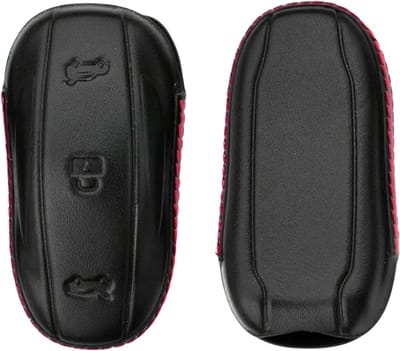 DrPhone KeyArmor – Luxe Sleutelhoesje voor Tesla Model X – Inclusief sleutelhangclip – Hoogwaardig Leer - Zwart