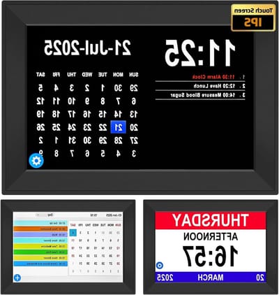 Bgift 10.1Inch Touchscreen Digitale Wekker met Datum en Dag van de Week voor Senioren Auto DST 64 Alarmen 40 Herinnering Digitale Kalender Auto Dimbaar Perfect voor Ouderen