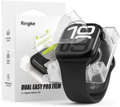Ringke Dual Easy Pro - Screen Protector Geschikt voor Apple Watch 11 / 10 46MM - Gemakkelijke Installatie met Jig - Flexibel EPU - 2-Pack