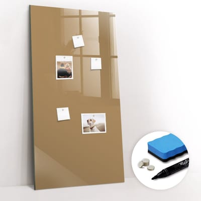 Tulup Whitebord - Kleur Donkerbeige Magneetbord - 60 cm x 120 cm - Memo Bord - Industrieel Wandbord - Magnet Board - Ideeënbord Thuiswerkplek - Inclusief Gratis Magneten & Marker & Spons - Magnetic Board - Magnetisch Bord Kind