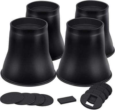 Zware ronde meubelverhogers 15 cm voor bed, bureau en tafel - Ondersteuning tot 6000 lbs (4 stuks zwart)