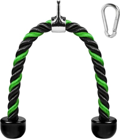 Triceps Touw - Fitness Kabel - Kracht Training - Antislip Handvat - 686 cm - Groen Zwart