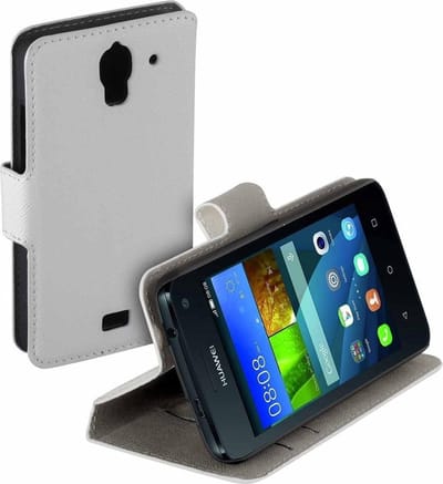 HC wit book case style Huawei Y360 wallet cover hoesje