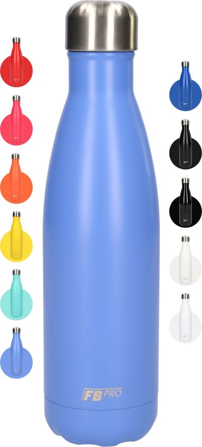 FBFS5, Thermosfles, Drinkfles, Waterfles - Modern & Slank Design - Thermos Fles voor de Warme en Koude Dagen - Dubbelwandig - Robuuste Thermoskan - 500ml - Lavender Blue - Mat Lichtblauw - Blauw