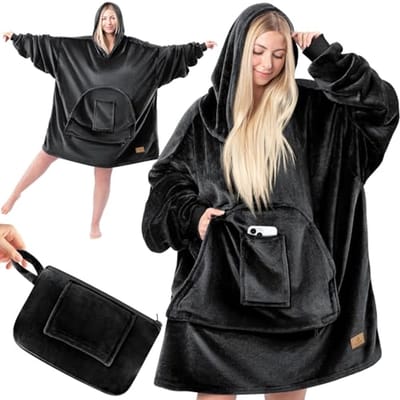 Draagbare Hooded Deken met Mouwen - Knuffeltruien voor Volwassenen