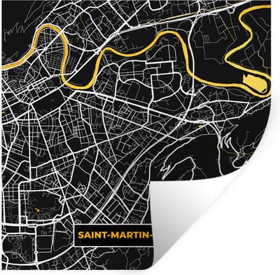 Muurstickers - Sticker Folie - Saint-Martin-d'Hères - Stadkaart - Plattegrond - Kaart - Frankrijk - 100x100 cm - Plakfolie - Muurstickers Kinderkamer - Zelfklevend Behang XXL - Zelfklevend behangpapier - Stickerfolie