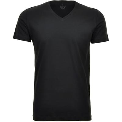Ragman T-Shirt Uni V-Neck Bodyfit Single Jersey 2Pack Zwart / male