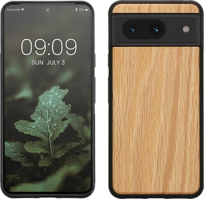 kwmobile telefoonhoesje geschikt voor Google Pixel 8 - Hoesje met bumper in lichtbruin / bruin - Backcover - hout