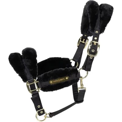 Kentucky Horsewear - Nylon halster wol / bont soft zwart pony