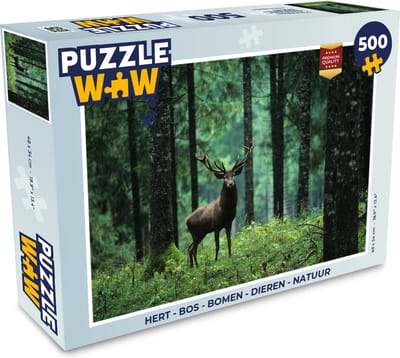 Puzzel Hert - Bos - Bomen - Dieren - Natuur - Legpuzzel - Puzzel 500 stukjes