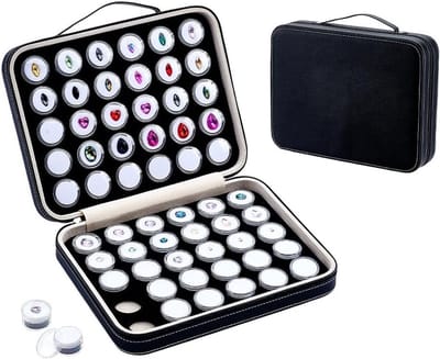 60 Stuks Edelstenen Sieraden Display Cabinet, Kleine Ronde Plastic Opbergdozen met Spons voor Ringen en Sieraden