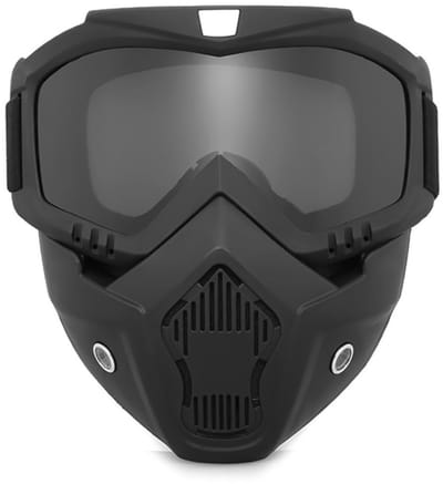 Dailygoods- Motorbril afneembaar masker - Zwart - Buitensport - Fietsen - Motorrijden - Skiën - UV-bescherming - Sportbril