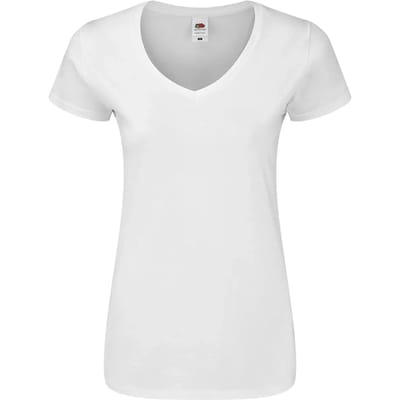 Dames-T-shirt met V-hals Fruit of the Loom Iconic 150