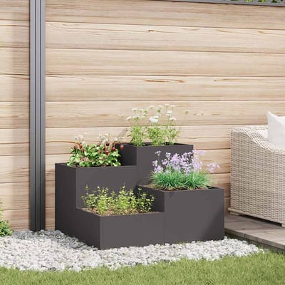vidaXL Plantenbak Zwart 100 x 100 x 60 cm Staal