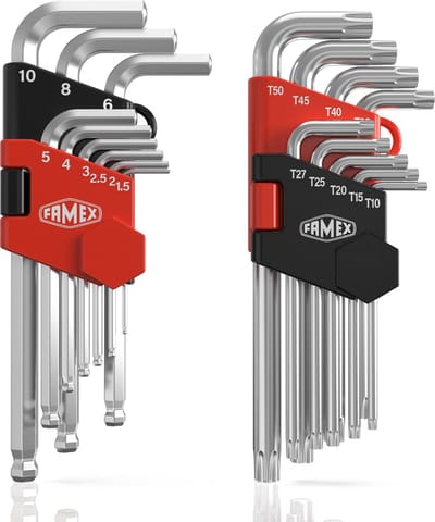 FAMEX 10790 Inbussleutelset Torxsleutel Hoekschroevendraaier Set voor Zeskant Inbus- en Torx-schroeven