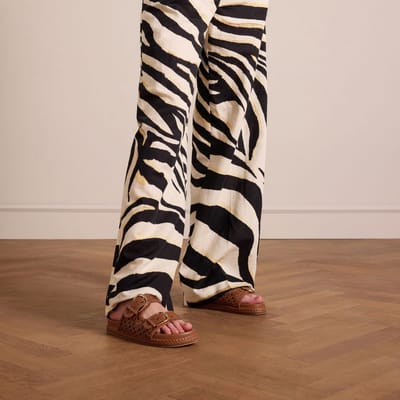 Manfield - Dames - Cognac leren slippers - Maat 36
