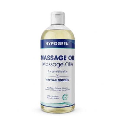 Hypogeen Massageolie - Neutrale Massage Olie voor Gevoelige Huid - Geurloos en Parfumvrij - Met Amandelolie, Jojobaolie en Vitamine E - Professioneel en Thuisgebruik - 500 ml