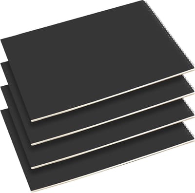 Schetsboek Spiraal - Tekenen Papier - Kunst Creatie - 4 Pack A3 - 42 x 29.7 cm - Zwart
