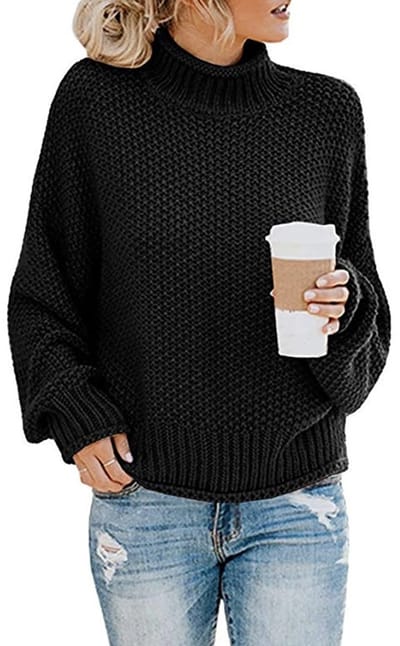 JHUBERS- Damestrui met rolkraag - Lange Mouwen - Dikke Gebreide Trui - Casual Wintertrui - Losse Pasvorm - Zacht Ademend Materiaal - Coltrui