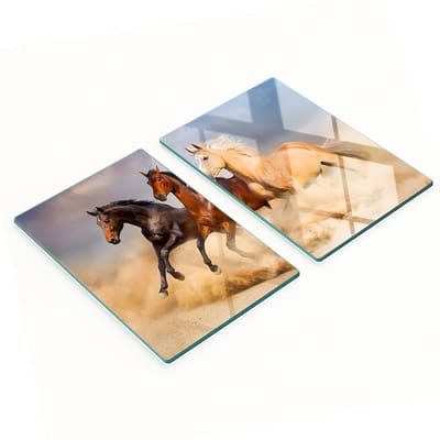 Glazen snijplanken voor in de keuken met afbeelding van een galopperend paard, 2x40x52 cm