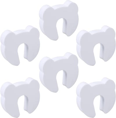 Deurstoppers Beren - Schuimrubber Stoppers - Kinderbeveiliging - Geen Lijm Boren - 6 Stuks - Wit