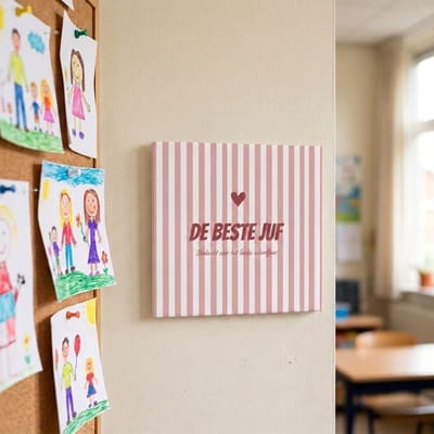 Tegeltje met tekst | Bedankt Juf | De beste juf | Bedankt cadeautje | Matte afwerking | Inclusief gratis ophangsysteem | 15 x 15 cm | Fotofabriek