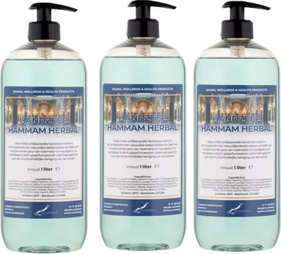 Handzeep Hammam Herbal 1 liter - met gratis pomp - set van 3 stuks