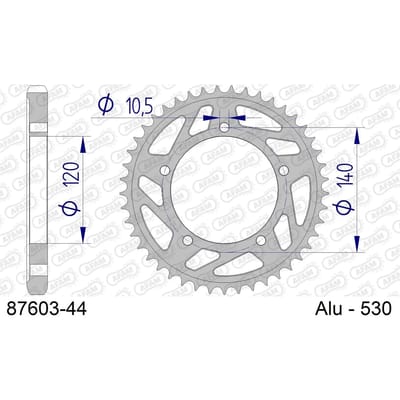Aluminium tandwiel voor Afam 530 44 dents