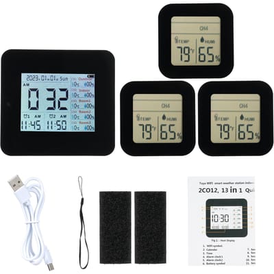 13in1 Digitale Hygrometer Binnen Buiten Thermometer met 5 Afstandsbedieningssensoren Multifunctioneel Weer 3 Pcs Sensors