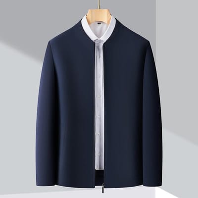 Opstaande Kraag Jas Heren Zakelijk Vrije Tijd Middelbare Leeftijd en Ouderen Papa Oversized Herenjas Jas 3XL marineblauwe kleur