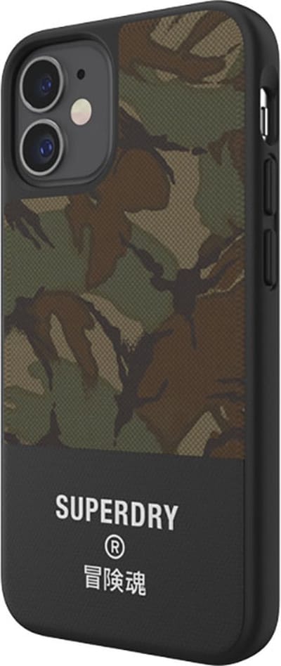 Apple iPhone 12 Mini Hoesje - Superdry - Molded Canvas Serie - Hard Kunststof Backcover - Camouflage Green - Hoesje Geschikt Voor Apple iPhone 12 Mini