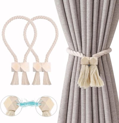 Handgeweven Boho Gordijnhouders van Katoen, Magnetische Gordijnclips voor Thuis en Kantoor, Decoratieve Raamaccessoires