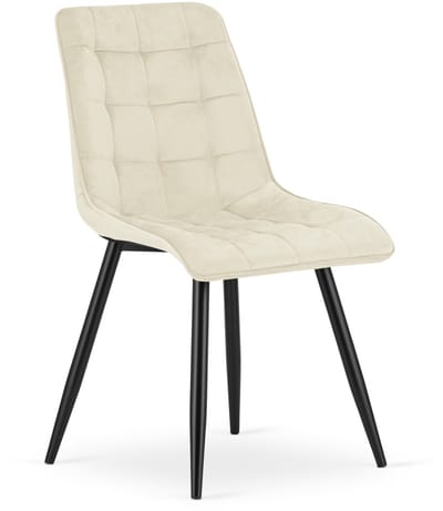 Eetkamerstoel – Fluweel licht beige – Zwarte metalen poten – Modern design – SPLIT
