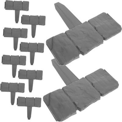 Tuinrand Afscheiding - Graskant Steenlook - Tuinrand Maken - Realistische Steenafwerking - 20 Stuks - Grijs