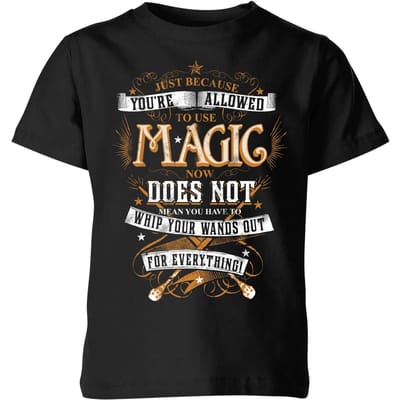 Harry Potter Whip Your Wands Out kinder t-shirt - Zwart - 98/104 (3-4 jaar)