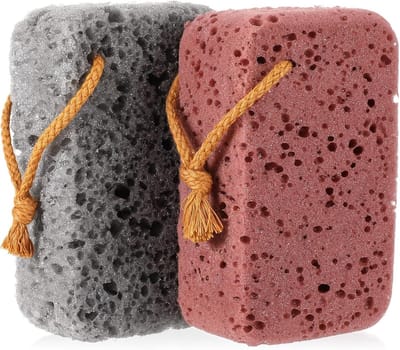 2 stuks zachte luffa badspons groot formaat comfort douchespons voor mannen en vrouwen grijs roodbruin 14,7 x 9,8 x 5 cm