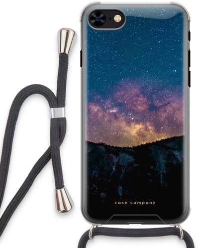 Case Company® - Hoesje met koord geschikt voor iPhone 8 hoesje met Koord - Travel to space - Telefoonhoesje met Zwart Koord - Bescherming aan alle Kanten en Over de Schermrand
