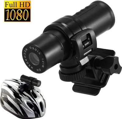 Outdoor Sportcamera – WiFi Actiecamera voor Fietsen, Skiën & Avontuur – IP65 Waterdicht met 140° Groothoek – Inclusief Stuur- & Helmbeugel – Zwart