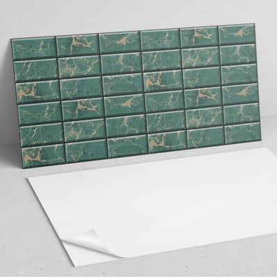 Coloray Wandpanelen Zelfklevend - Marmer tegelpatroon PVC Wandpaneel - 100 cm x 50 cm - Groente Wandbekleding Zelfklevend - 1 stuk - Texturen Wandpanelen Zelfklevend - Wandpaneel Keuken - Wandpanelen Badkamer